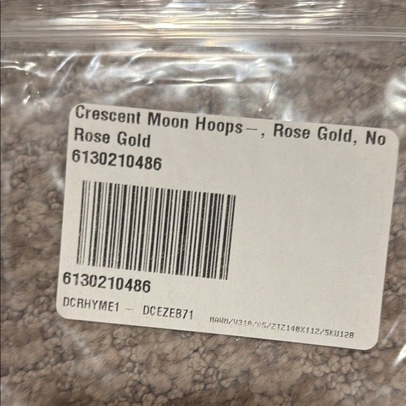 LOFT Rose Gold Crescent Moon Hoop Earrings with Textured Design - Picture 3 of 3